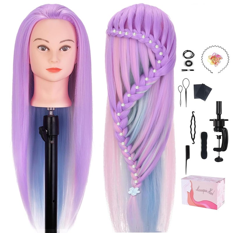TopDirect Mannequin Head, 29" Hair Mannequin with Cosmetology Hair Doll Head to Practice on Styling Hairdressing Training Braiding with Clamp Holder & Tools for Women Girls - Image 1